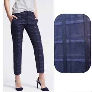 BANANA REPUBLIC Navy Blue Plaid Avery Ankle Pants | 4